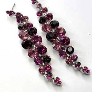 Purple Crystal Drop Earrings Long Dangling Crystal Earrings